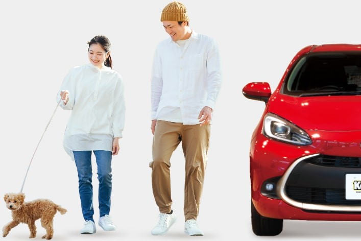 犬の散歩とフレッシュ KeePer施工車